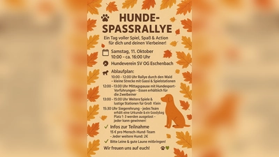 Flyer zur Hunde-Spaß-Rallye am 11.10.2025 in Eschenbach. (Bild: Sam Szydlik)