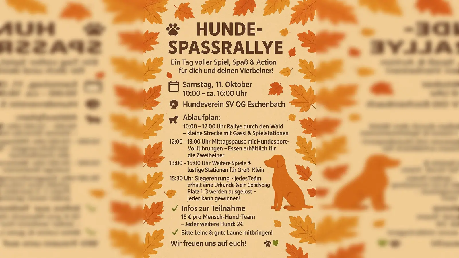 Flyer zur Hunde-Spaß-Rallye am 11.10.2025 in Eschenbach. (Bild: Sam Szydlik)